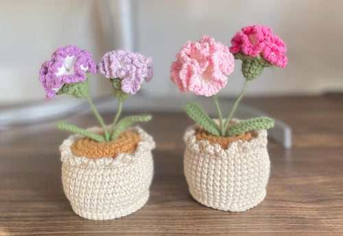 Häkel Carnation Blumen Topf Handgemachter Desk Decor
