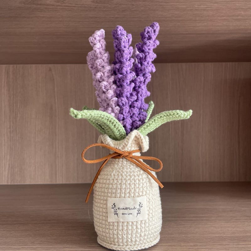 Häkel Lavendel Blumen Topf Handgemachter Garn Strauß