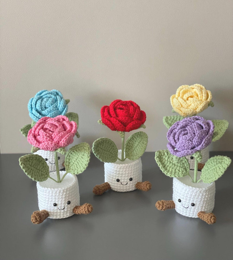 Häkelrosen Topf Rosa Lila Zarter Geschenk