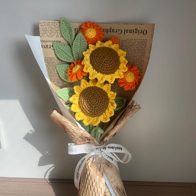 Häkel Sonnenblumen Häkelblumen Häkelblumenstrauß Geschenk