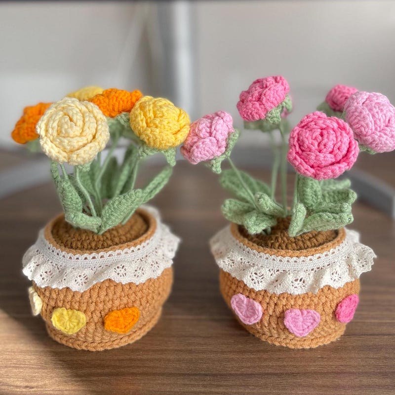 Häkelblumen Topf Häkel Rosen Topf Einzug