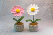 Handgemachter Häkel Gänseblümchen Blumen Topf Baumwoll Strauß