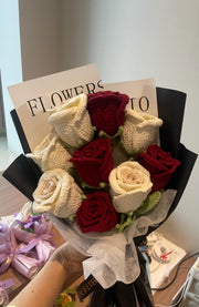 Handgemachter Häkel Rosen Strauß Gestrickter Blumen Geschenk