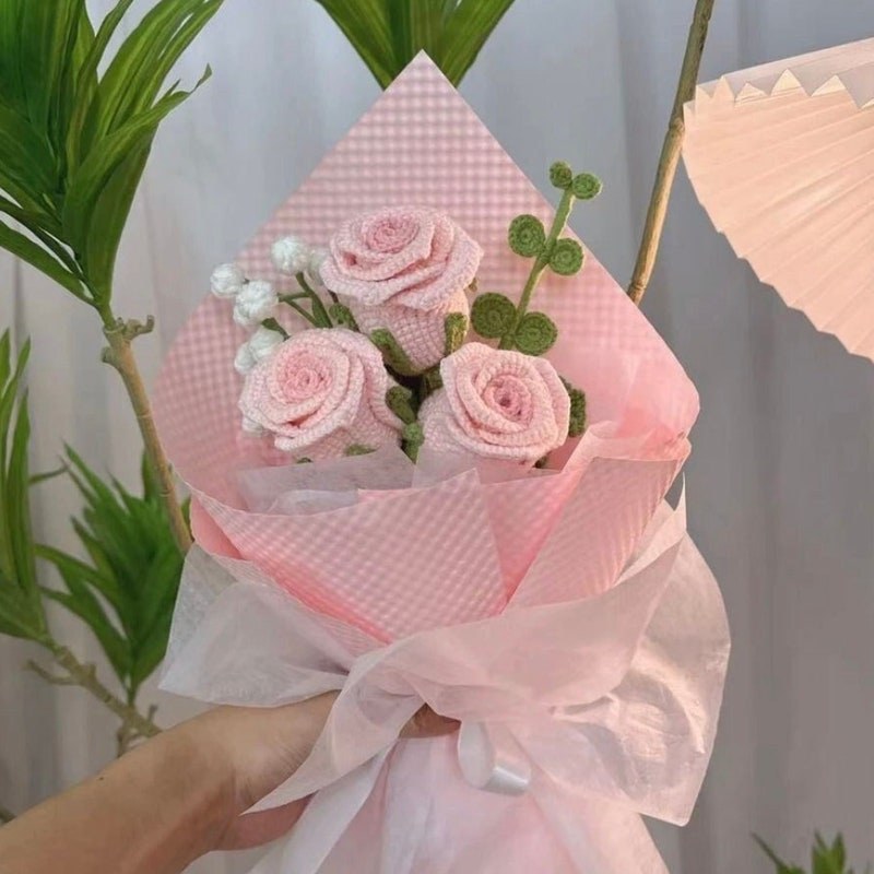 Handgemachter Häkelblumenstrauß Gestrickter Rosen Geschenk