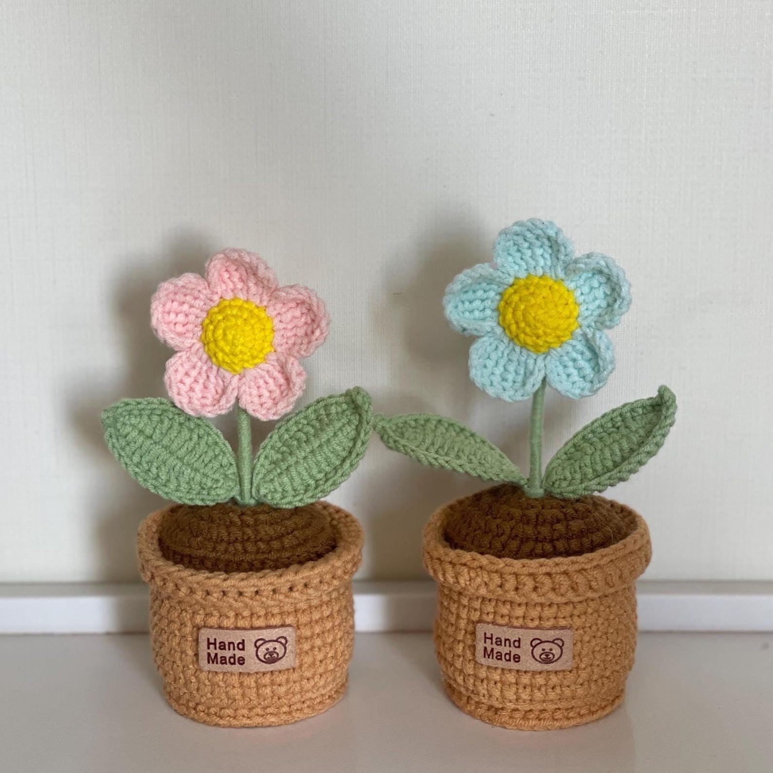 Handgemachter Häkelblumen Topf Rosa Lila Oranger